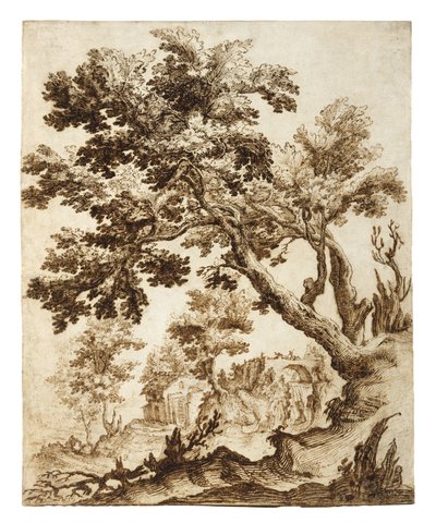 Landscape with Tree and Mill, early 1600s by Remigio Cantagallina